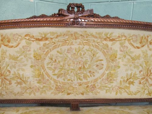 fig 1. Antique French Oak Framed Louis Phillipe Aubusson Sofa C1890