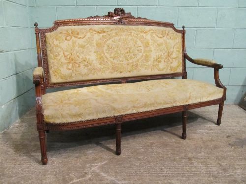 fig 2. Antique French Oak Framed Louis Phillipe Aubusson Sofa C1890
