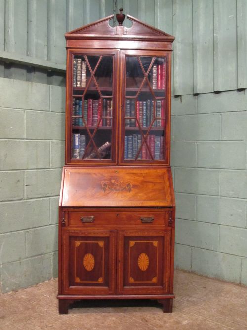Antique Edwardian Mahogany Bureau Bookcase C1900