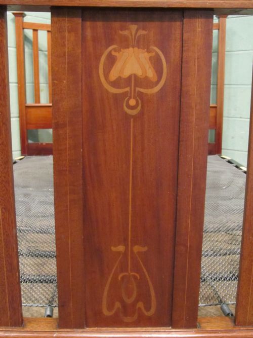 fig 1. Antique Edwardian Mahogany Inlaid Double Bed c1900