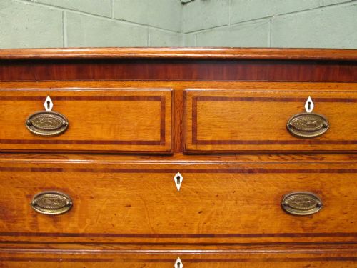 fig 2. Antique Georgian Oak & Mahogany Chest of Drawers c1780