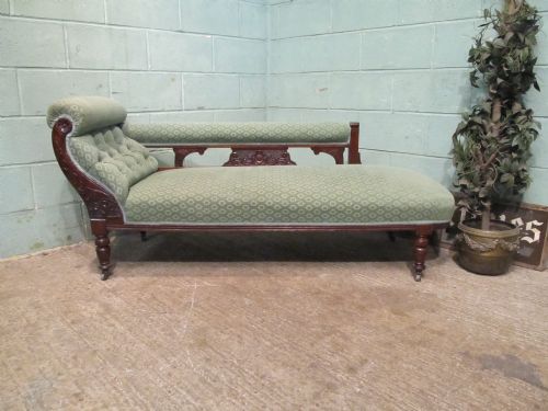 Antique Edwardian Mahogany Chaise Lounge C1900
