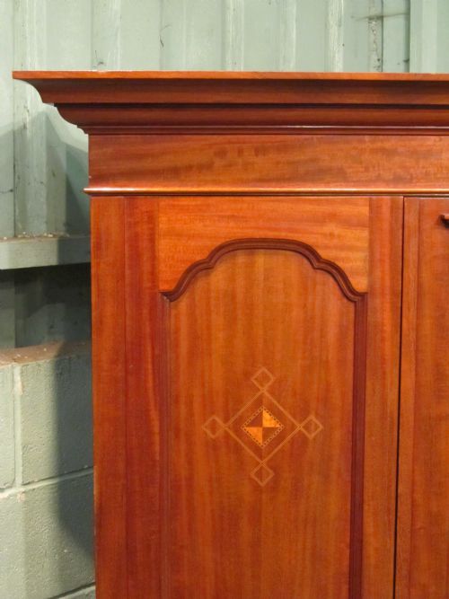 fig 1. Antique Edwardian Mahogany Triple Wardrobe c1900
