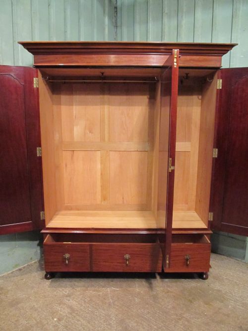 fig 2. Antique Edwardian Mahogany Triple Wardrobe c1900
