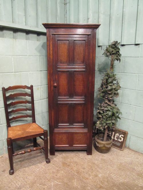 Antique Oak Narrow Single Wardrobe C1920
