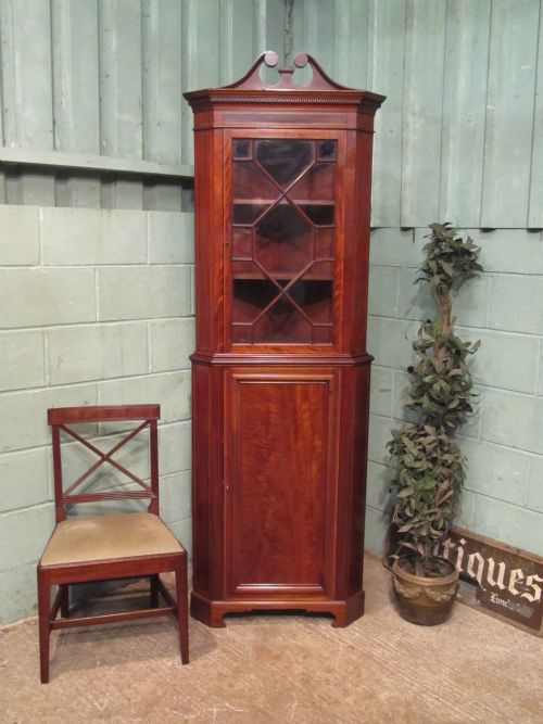 Antique Edwardian Mahogany Full Height Corner Cabinet C1900