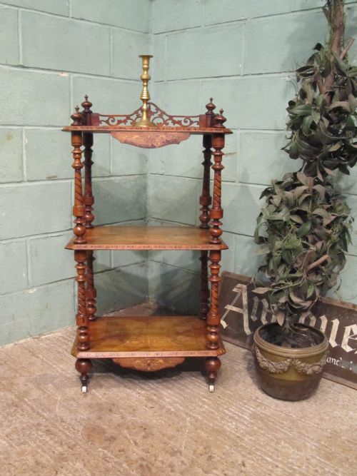 Antique Victorian Walnut Three Tier Whatnot C1880