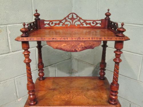 fig 1. Antique Victorian Walnut Three Tier Whatnot c1880