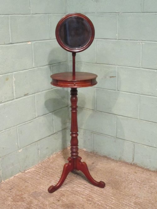 fig 1. Antique Victorian Mahogany Gents Shaving Mirror on Stand C1880