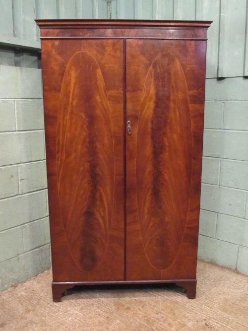 fig 1. ANTIQUE FLAMED MAHOGANY DOUBLE WARDROBE c1920