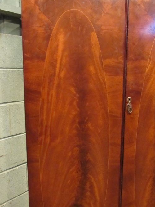 fig 2. ANTIQUE FLAMED MAHOGANY DOUBLE WARDROBE c1920