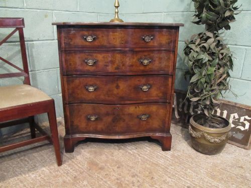 Antique Edwardian Serpentine Shaped Walnut Dwarf Chest of Drawers C1900