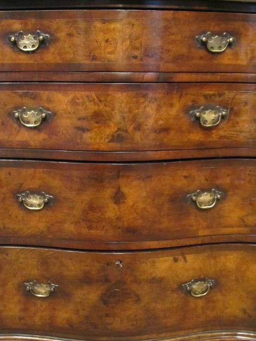 fig 1. ANTIQUE EDWARDIAN SERPENTINE SHAPED WALNUT DWARF CHEST OF DRAWERS C1900