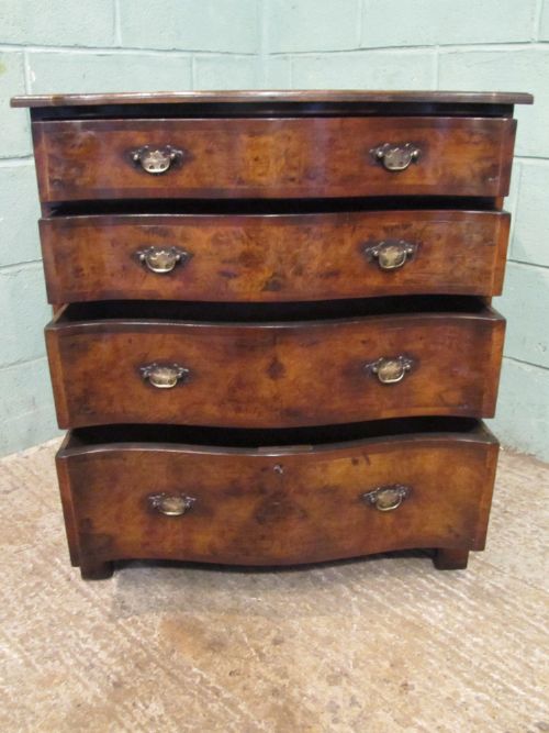 fig 2. ANTIQUE EDWARDIAN SERPENTINE SHAPED WALNUT DWARF CHEST OF DRAWERS C1900