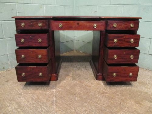 fig 2. ANTIQUE VICTORIAN MAHOGANY BREAKFRONT PEDESTAL DESK C1880