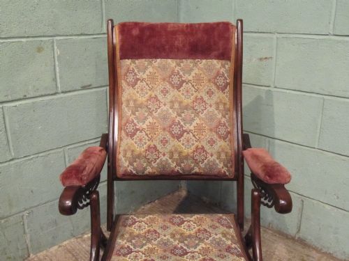 fig 1. Antique victorian mahogany Folding campaign Arm chair c1880