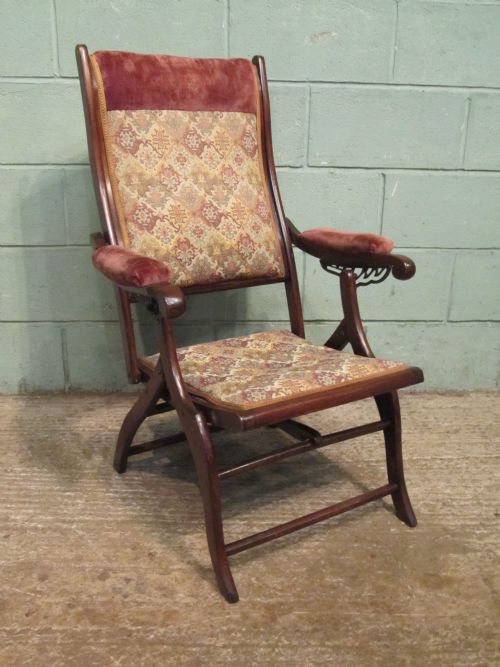 fig 2. Antique victorian mahogany Folding campaign Arm chair c1880