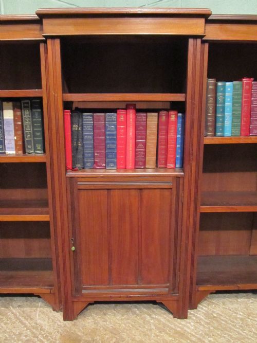 fig 1. Antique Edwardian Mahogany Breakfront Open Bookcase c1900