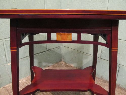 fig 1. Antique Edwardian Mahogany Arts & Crafts Fold Over Games Table c1900