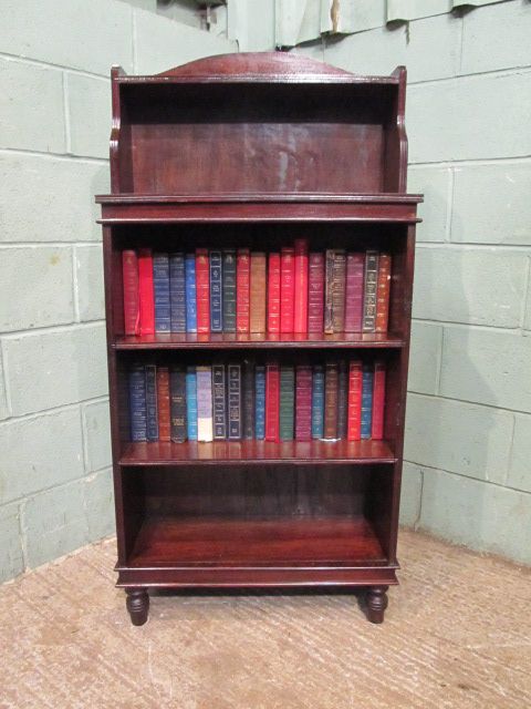 fig 1. Antique Victorian Mahogany Narrow Open Fronted Bookcase c1880