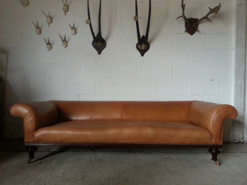 Antique Original Victorian Leather Chesterfield 4 Seater Sofa C1860 by Holland & Sons .