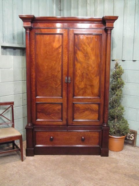 Antique Victorian Mahogany Double Wardrobe C1880