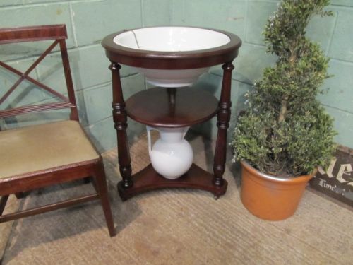 Antique Victorian Mahogany Round Washstand C1880