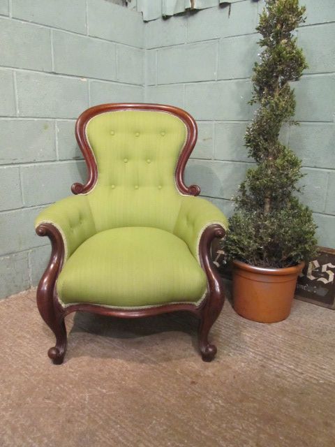 Antique Victorian Mahogany Large Spoon Back Easy Armchair C1880