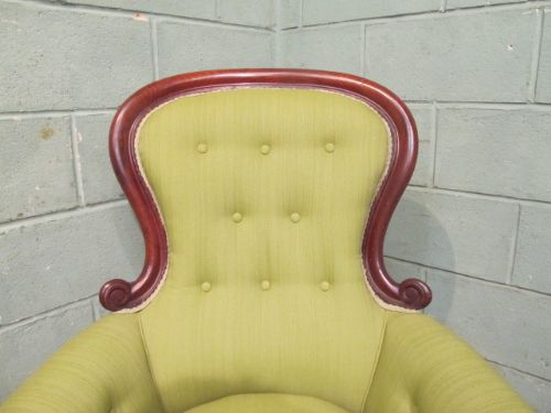 fig 1. Antique Victorian Mahogany Large Spoon Back Easy Armchair c1880
