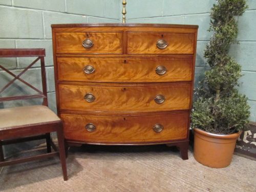 Antique Regency Blonde Mahogany Bow Front Chest of Drawers C1820