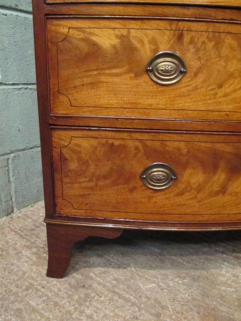fig 1. Antique Regency Blonde Mahogany Bow front Chest of drawers c1820