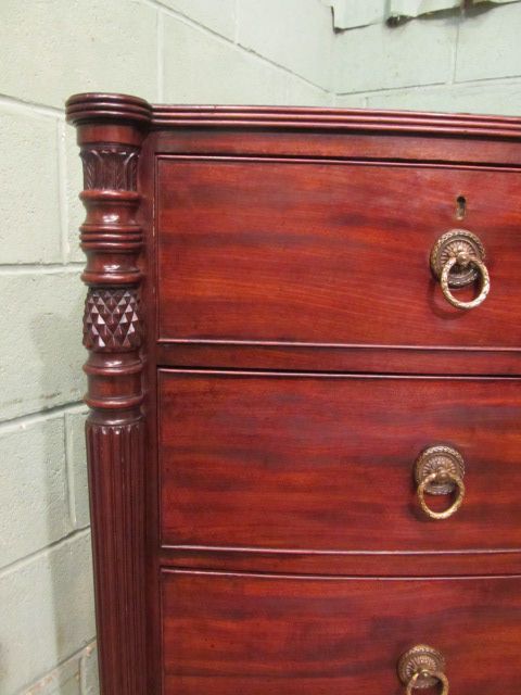 fig 1. Antique Regency Mahogany Bow front Chest of Drawers c1820