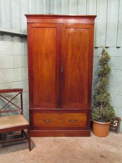Antique Victorian Mahogany Double Wardrobe C1880