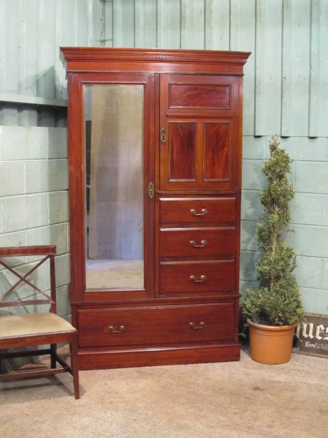 Antique Victorian Mahogany Combination Wardrobe C1880