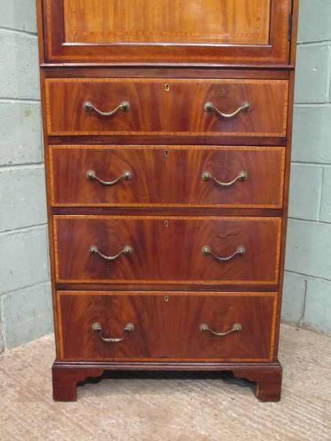 fig 2. Antique Edwardian Mahogany Inlaid Narrow Clothes Press c1900