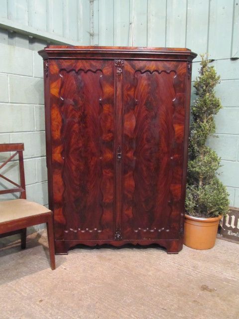 Antique Biedermeier Flamed Mahogany Press/tallboy C1860