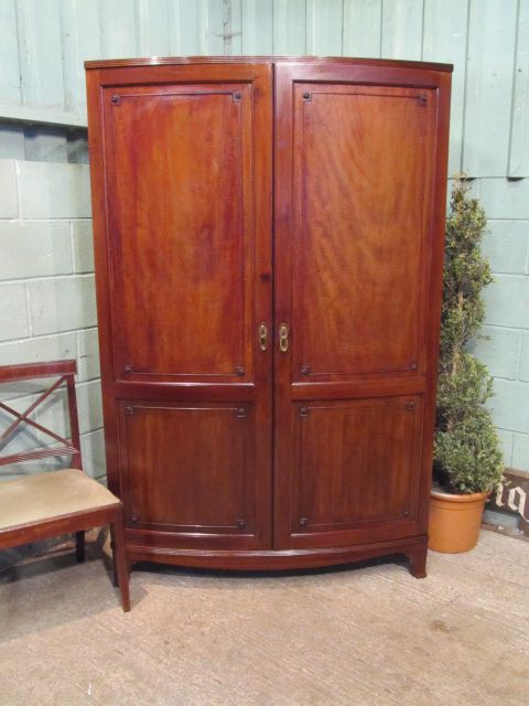 Antique Victorian Mahogany Bowfront Wardrobe C1880