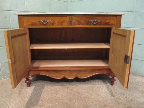 fig 2. Antique French Walnut Marble Top Washstand c1900