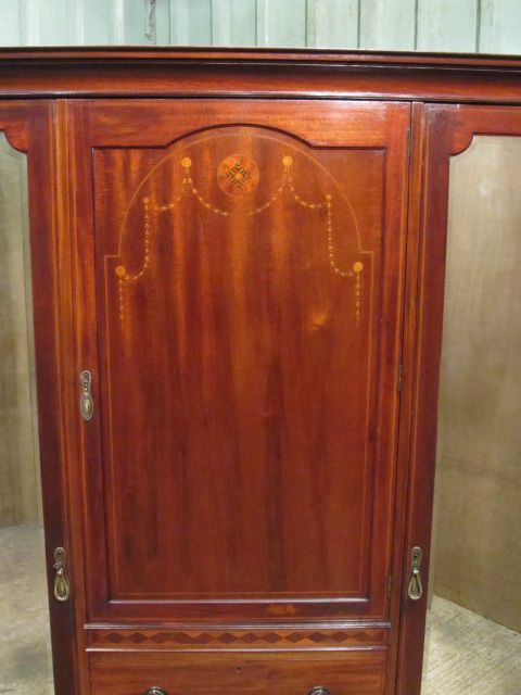 fig 1. Antique Edwardian Mahogany Triple Wardrobe c1900