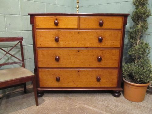 Antique Victorian Oak & Mahogany Welsh Chest of Drawers C1880