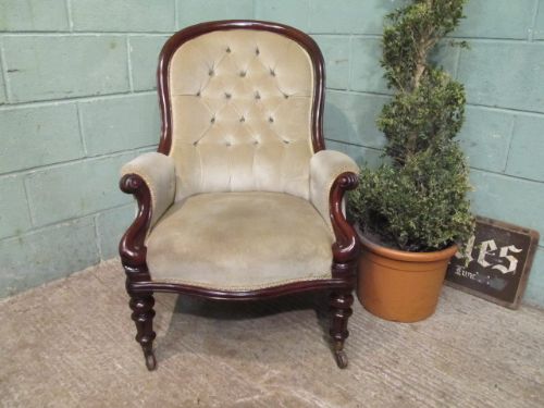 Antique Victorian Mahogany Spoon Back Easy Armchair C1880