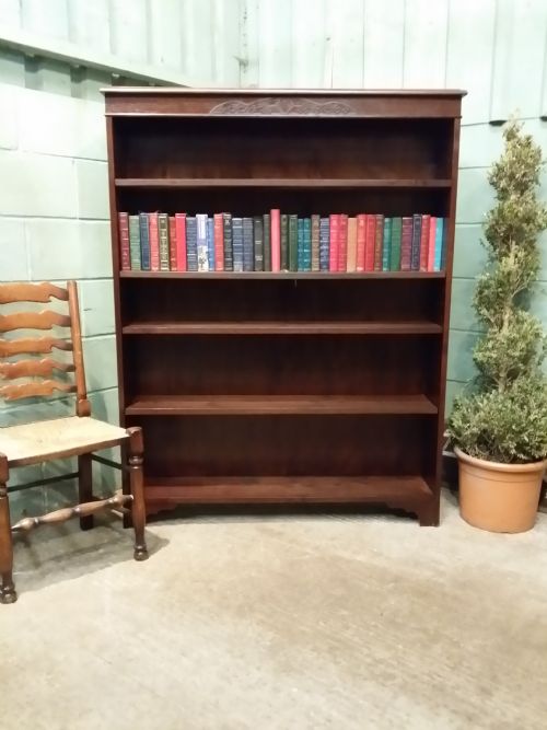 Antique Edwardian Oak Open Bookcase C1900