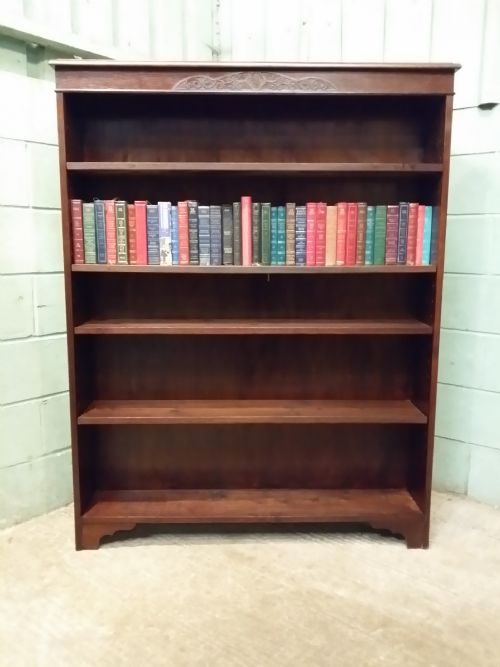 fig 1. Antique Edwardian Oak Open Bookcase c1900