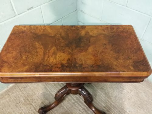 fig 2. Antique Victorian Burr Walnut Foldover Games Table c1860