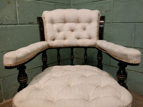 fig 2. Antique Victorian Ebonised and Gilt Tub Chair c1880