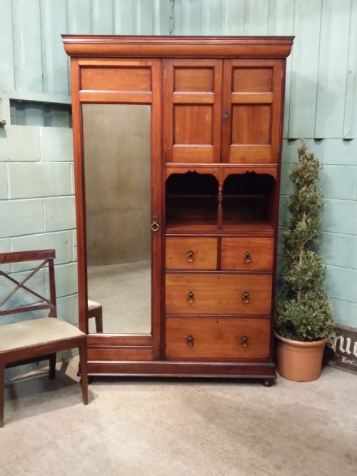 Antique Edwardian Shapland & Petter Style Double Wardrobe/compactum C1900