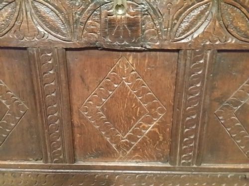 fig 1. Antique George III Carved Oak Coffer c1780