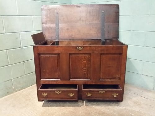 fig 1. Antique George II Oak Mule Chest c1750
