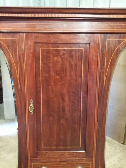 fig 2. Antique Edwardian Regency Style Mahogany Triple Wardrobe c1900