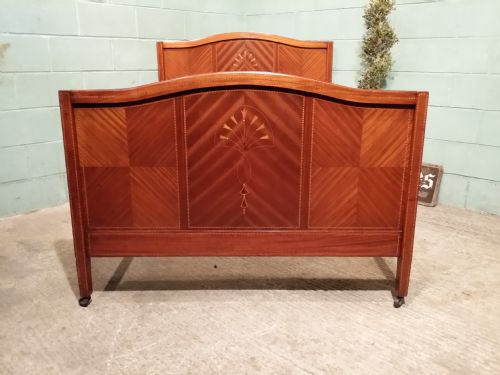 Antique Edwardian Satinwood Inlaid Double Bed C1900